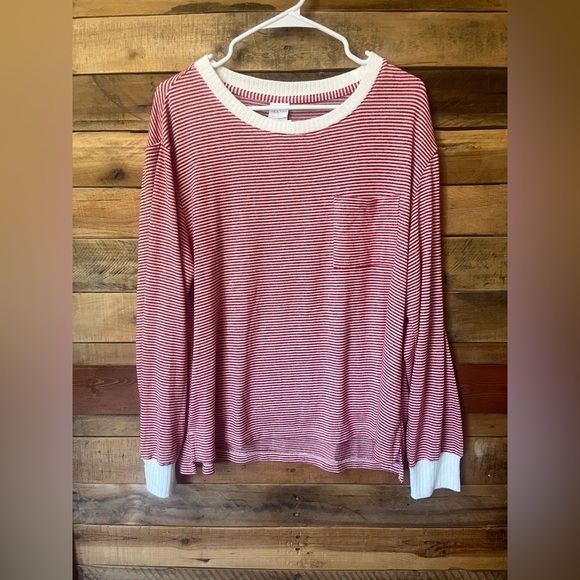 Stars Above Tops - Stars Above Red & White Striped Long-Sleeve Pocket Top